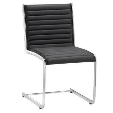 Imagem de Cadeira Escritório Fixa Preta Sem Braços Alezzi Cromada