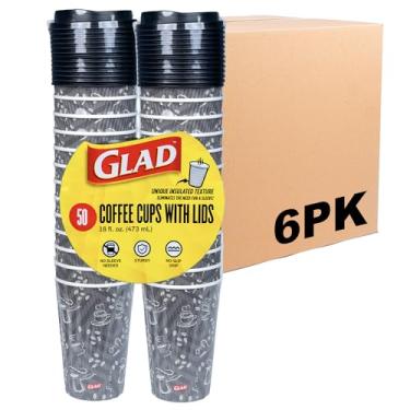 Imagem de Glad Copos de café descartáveis para uso diário com tampas – Copos de café de papel isolados de 473 ml, chocolate quente, cacau quente ou xícaras de chá, sem necessidade de manga, 50 unidades - pacote
