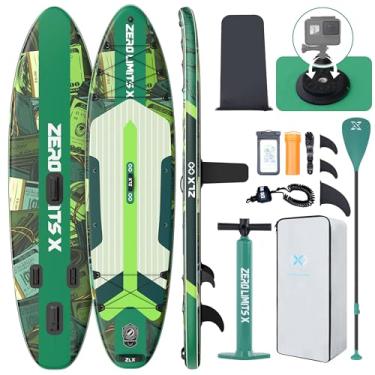 Imagem de ZLX Prancha de stand up paddle inflável de 10'6 "x 33" para todos os níveis de habilidade, jovens e adultos, amplo deck antiderrapante estável, remo ajustável, trela e bolsa de transporte, i