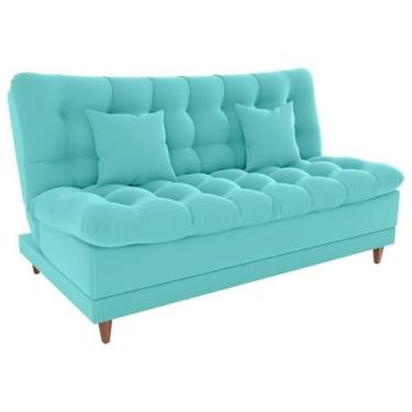 Imagem de Sofa Cama 2 Lugares 185 cm Duda Veludo Deluxe Sofistc Verde Milani Sto