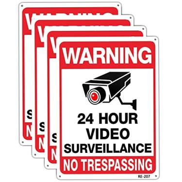 Imagem de Dxyizus signs Aviso de Câmeras de Segurança em Uso Sinal de Vigilância por Vídeo 24 Horas 10X14 em Alumínio com Tinta Uv Impressa, Durável/À Prova de Intempéries Até 7 Anos Ao Ar Livre para Residência