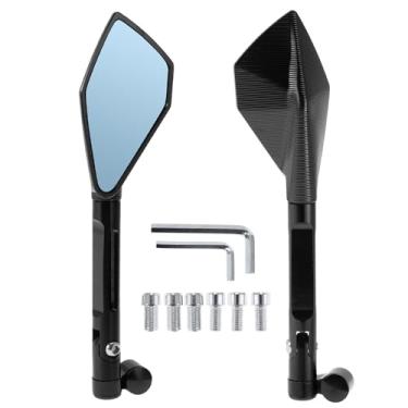 Imagem de Hihaha Espelhos retrovisores laterais para motocicleta, espelho retrovisor, ajustável, liga de alumínio, 1 conjunto preto, formato prismático M8/M10