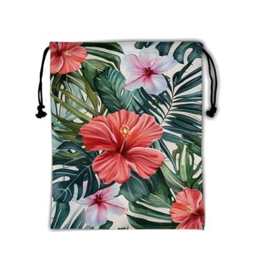 Imagem de Giwawa Bolsa De Ginástica Com Estampa Floral Hibisco E Cordão Para Dança Aeróbica Verão Flores Tropicais