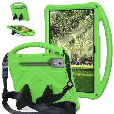 Imagem de QYiiD Capa infantil para tablet Lenovo Tab P12/Xiaoxin Pad Pro 32.3 cm TB370FU/TB371FC, leve proteção à prova de choque com alça conversível com alça de ombro para Lenovo Tab P12, verde