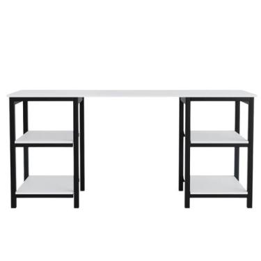 Imagem de Mesa Estudos Multiuso com Nichos Porta Objetos MDF Estilo Industrial A