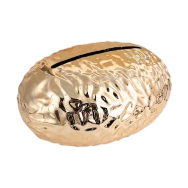 Imagem de ＫＬＫＣＭＳ Capa para caixa de lenços decorativos em formato de ovo, dispensador de papel higiênico facial, porta-guardanapos estiloso para mesa, escritório, Ouro