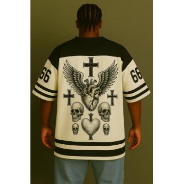 Imagem de Camiseta Streetwear Oversized Masculina Heart old school - swagon, P