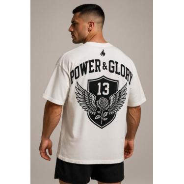 Imagem de Camiseta Streetwear Oversized Masculina power glory branca - swagon, M