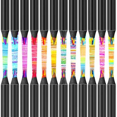 Imagem de Hapikalor Pacote com 24 lápis arco-íris de 12 cores, lápis de cor jumbo materiais de arte para adultos e crianças, material escolar estético, lembrancinhas de festa de aniversário, presentes para