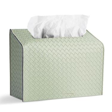 Imagem de LIZIMANDU Capa de couro para caixa de toalha de mão de papel descartável, compatível com toalha de mão de papel Kleenex (1-verde2)