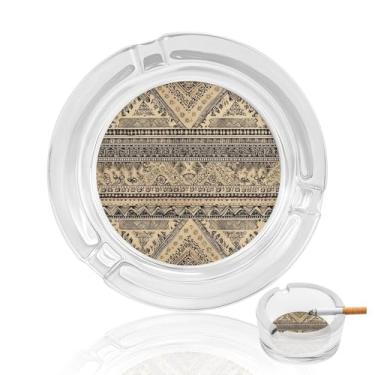 Imagem de Cinzeiro de vidro de cristal preto e bronze, cinzeiro redondo de vidro resistente para fumar, portátil, decorativo, moderno, para uso em casa, escritório, interior, exterior, pátio