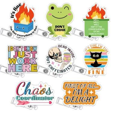 Imagem de Conjunto de 8 peças de acessórios de carretel retrátil de enfermeira e enfermeira de enfermagem médica, suporte de crachá, lixeira, sapo, gato, caos coordenador, médico, assistente social, crachá