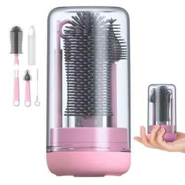 Imagem de Kit Escovas de Limpeza 4 em 1 Mamadeira Copo Garrafa Bebe Criança Higiene Limpeza Viagem Bolsa Mala Portatil Seguro