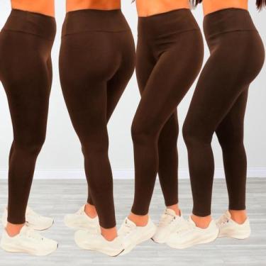 Imagem de Kit 4 Calças Legging Suplex Zero Transparência - Ju Ribeiro Ind, Marro