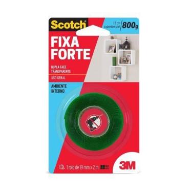 Imagem de Fita dupla face transparente fixa forte 19mm x 2m - 3m