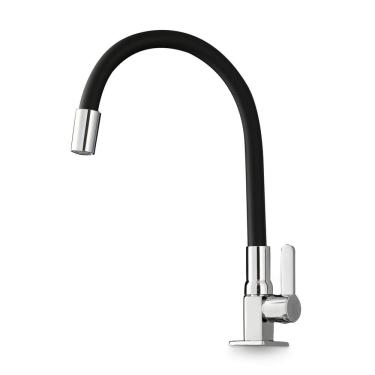 Imagem de Torneira Gourmet Aço Inox 304 Grande 58cm para Cozinha de Mesa - Bancada Pia Flexível Articulada 360° Cromada e Preta