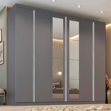 Imagem de Guarda-roupa Casal 6 Portas com Espelho Monte Carlo Onix