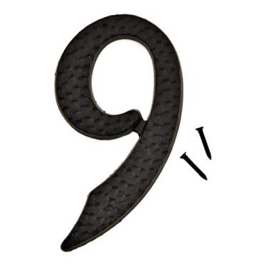 Imagem de Hy-Ko Products Casa de alumínio fundido DC-5/9 número 9 (NINO) 11,4 cm de altura, preta, 1 peça