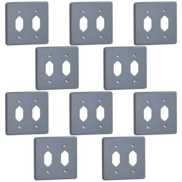 Imagem de Kit 20 Placa 4x4 Cinza Pial 54391 2 Tomadas Pb Silentoque