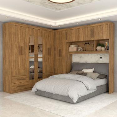 Imagem de Guarda-Roupa Casal Modulado Belgrado 11 Portas 6 Gavetas com Espelho Cinamomo - Panorama Móveis