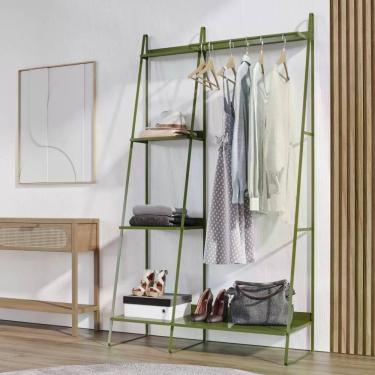 Imagem de Arara de Roupas em Aço Begônia CabeCasa MadeiraMadeira Verde Musgo