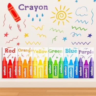 Imagem de Jetec 6 peças de enchimento de parede anticolisão 3D para sala de jogos infantil 40 x 19 cm, painéis acolchoados para quarto e cabeceira estofada para proteção de parede de berçário (Giz de cera)