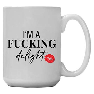 Imagem de Caneca de café engraçada - I'm A F Delight - Presentes de aniversário engraçados para melhores amigos, mulheres, homens, colegas de trabalho, irmã, sarcástico, novidade, xícara de café ou chá branca