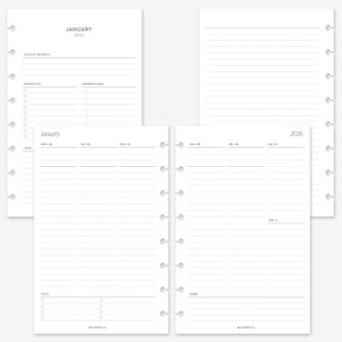 Imagem de MAY PAPER CO. 2026 Half Letter 2025 Week on Two Pages Weekly Planner Insert Agenda Refil para caderno de 8 discos Levenger Circa Junior, Arc by Staples, TUL Junior 13 x 21 cm (forro vertical)