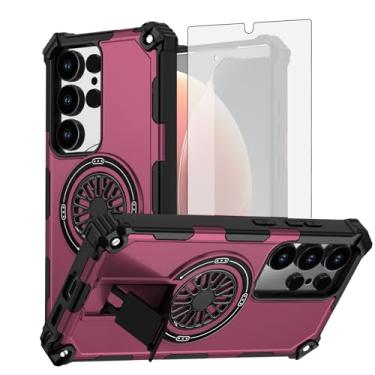 Imagem de Asuwish Capa de celular para Samsung Galaxy S25 Ultra 5G com protetor de tela de vidro temperado e suporte magnético à prova de choque acessórios para celular S25Ultra 25S S 25 25Ultra 6.9 2025 roxo