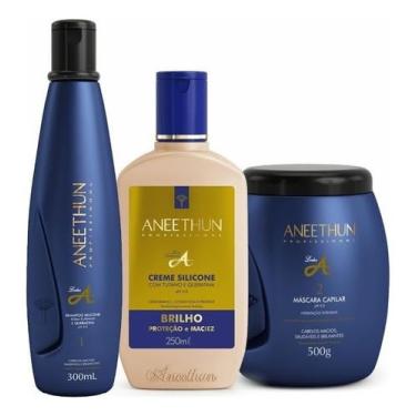 Imagem de Kit Shampoo + Máscara + Creme Silicone Linha A Aneethun