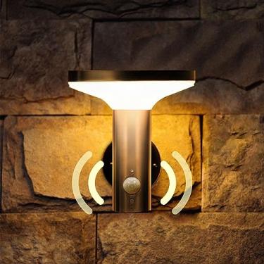 Imagem de Luz solar de parede ao ar livre, 3 modos de luz, arandela impermeável com sensor de movimento, arandelas de parede solares automáticas para casa, garagem, deck, cerca e varanda (aço inoxidável prata)