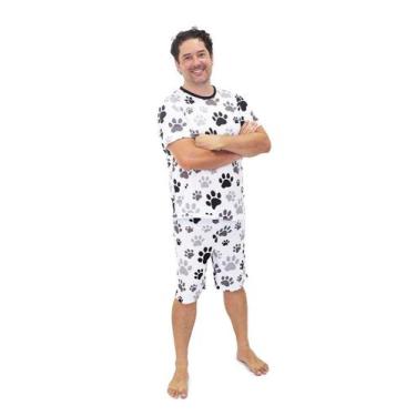 Imagem de Pijama Masculino Curto Divertido Patinhas Preto e Branco - Alegria de 