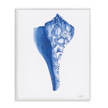 Imagem de Stupell Industries Design de arte giclée emoldurado branco com concha do mar chinoiserie por Courtney Prahl, 14 x 11