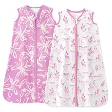 Imagem de Unnivoll Saco de dormir para bebês 6-12 meses TOG 1.0 Cobertor para bebês, 100% algodão, folha roxa
