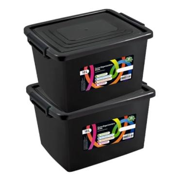 Imagem de Kit 2 Unidades Caixa Organizadora com Alça 10 Litros – Container Plástico com Tampa para Casa e Escritório