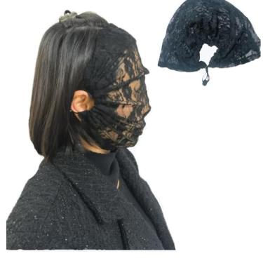 Imagem de 1 peça de máscara facial de renda, máscaras completas, perspectiva de malha, baile de máscaras privadas, roupas de festa, sexy, vazado, transparente, capuz, pele de adultos, cosplay, adereços