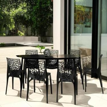 Imagem de Kit 10 Cadeiras Gruvyer Empilhavel Cozinha Restaurante Pousadas Preta 