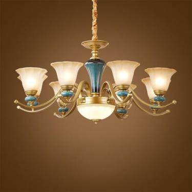 Imagem de Lâmpada Pendente Lustre LED Retro Cerâmica (C 3 Luzes) - Para Sala De Estar, Quarto, Estudo, Restaurante, Hotel, Café & Villa (N 8 luzes)