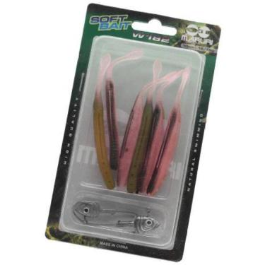 Imagem de Kit 6 Iscas Artificiais Soft Shad + 2 Anzol Jig Head Maruri