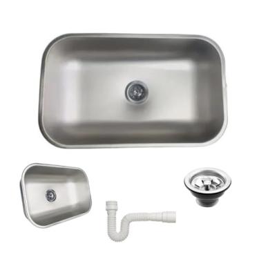 Imagem de cuba para cozinha escovada de embutir n2 17 430 com valvula e sifão incluso