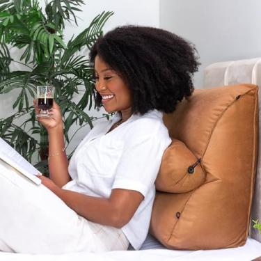 Imagem de Travesseiro Cabeceira de Cama, Almofadas de cama para cabeceira com suporte de posicionamento de encosto de cama acolchoada, Encosto Anatômico, almofada pós-cirurgia, 61cm Largura (Marrom)