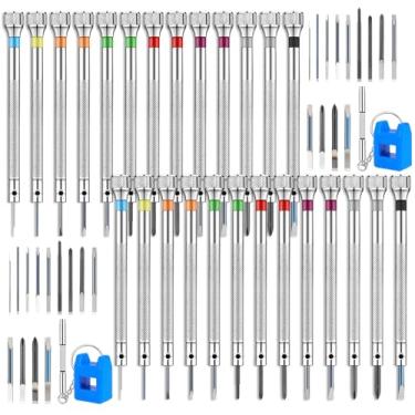 Imagem de LZVXTYM Conjunto de 26 chaves de fenda de relógio, conjunto de chaves de fenda pequenas antiderrapantes, mini chave de fenda de 0,6 a 2,0 mm, kit de ferramentas de reparo eletrônico de micro precisão