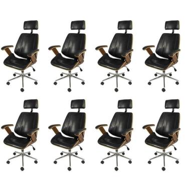 Imagem de Kit 8 Cadeiras para Escritorio Presidente Bergen 3331 Preto