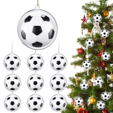 Imagem de Syhood Conjunto de 10 bolas de Natal para árvore de Natal, inclui 10 bolas temáticas para alívio de estresse e 10 enfeites de plástico transparente para pendurar em árvore de Natal para festa de Natal