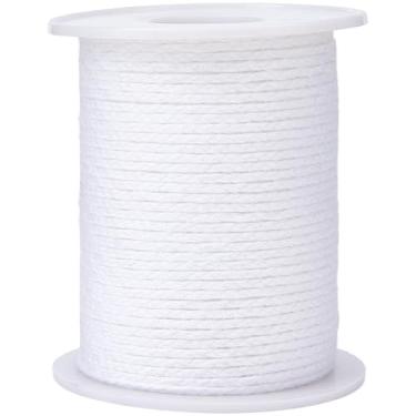 Imagem de SOFPLATE 61 m/200 pés vela de algodão pavio rolo de vela fazendo pavios longos com carretel branco 2 mm tecido plano entrelaçado lâmpada óleo macio laço núcleo fio fio para fazer velas DIY artesanato