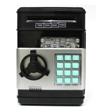 Imagem de Cofre Digital EletrôNico Com Senha E Alarme - Puxador AutomáTico Para Notas E Moedas, Cores Rosa, Azul, Preto(PRETO)