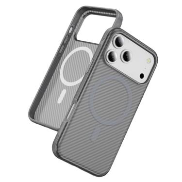 Imagem de FWYANZH Capa magnética para iPhone 17 Pro Max/17 Pro/Air/17, textura de fibra de carbono, fina, minimalista, proteção contra quedas, capa de PC, cinza, ar