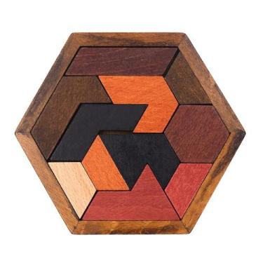 Imagem de Tabuleiro de madeira azul crianças Jigsaw Jogo brinquedo educativo - M