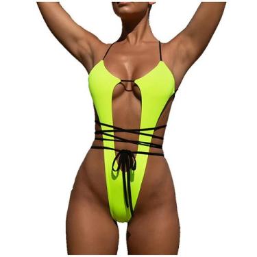Imagem de Conjunto de biquíni feminino moda maiô casual soild sexy swimwear beac