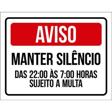 Imagem de Placa Mantenha Silêncio Após As 22 Horas Sujeito Multa 36X46